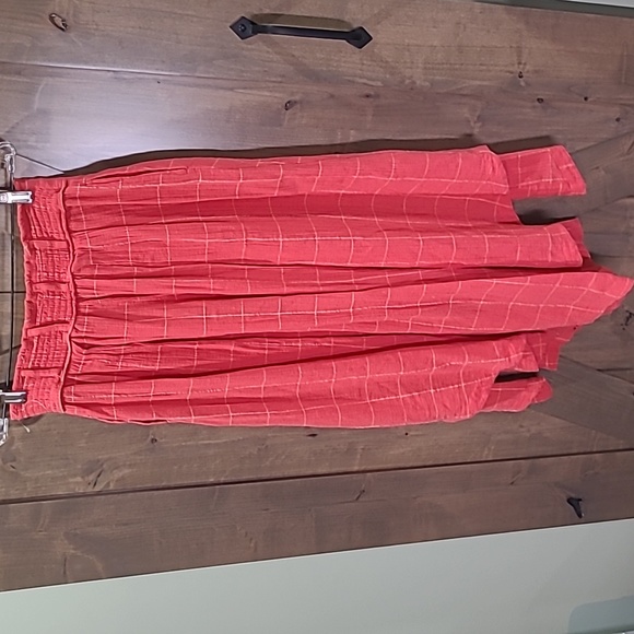 Free People Flowy Gauze Pant Split Skirt Coral XS NWOT - Picture 5 of 9